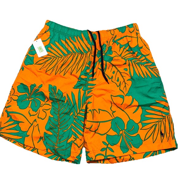 Ralph Lauren Other - NWT Polo Ralph Lauren Bright Orange/Green‎ Hawaiin Floral Men's Large Swimtrunks